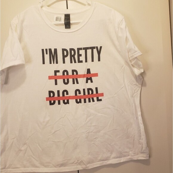 I'm Pretty. White & Red Crop Top T-Shirt size 2x - Picture 6 of 11